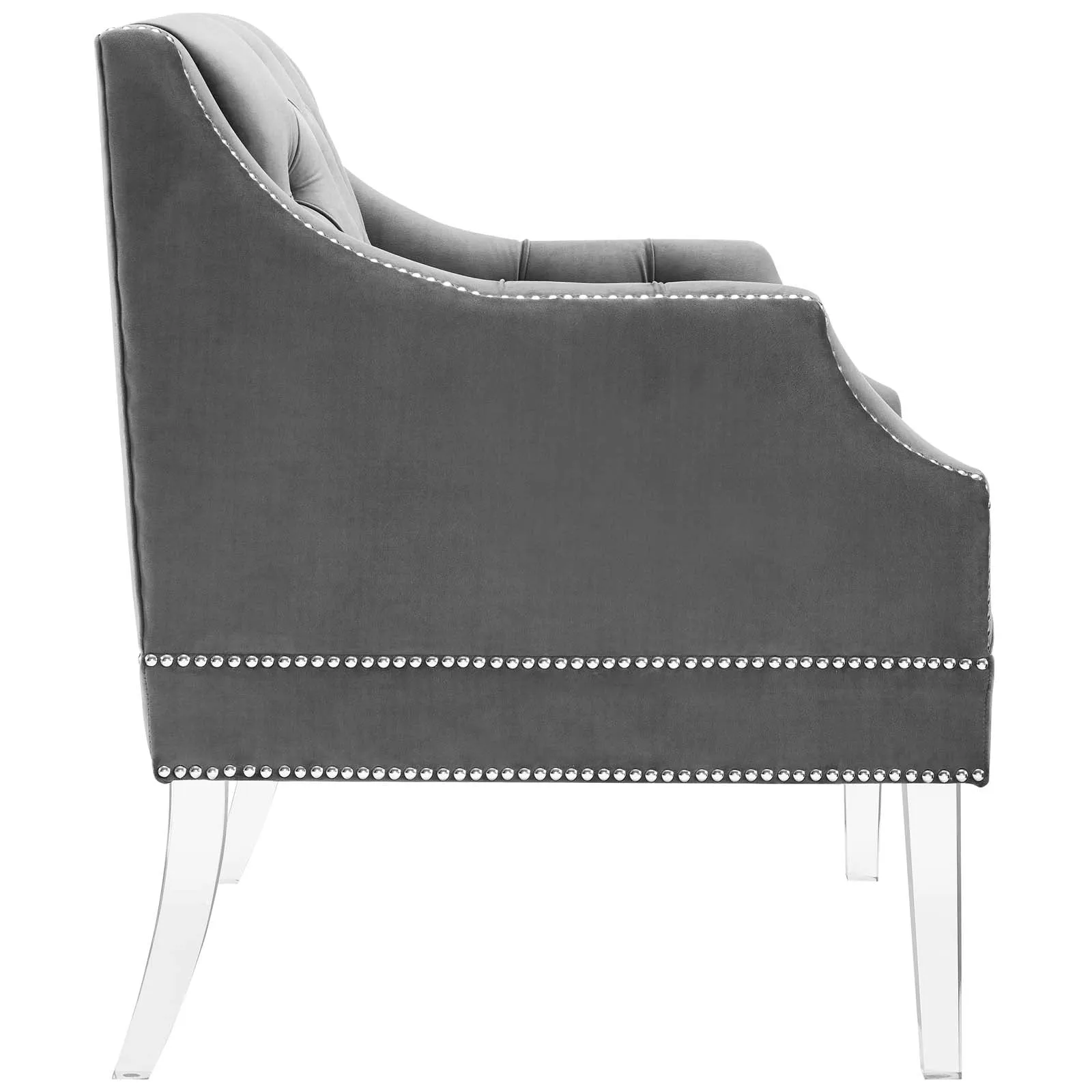 Proverbial Tufted Button Accent Performance Velvet Armchair - Modern Back Support Lounge Chair