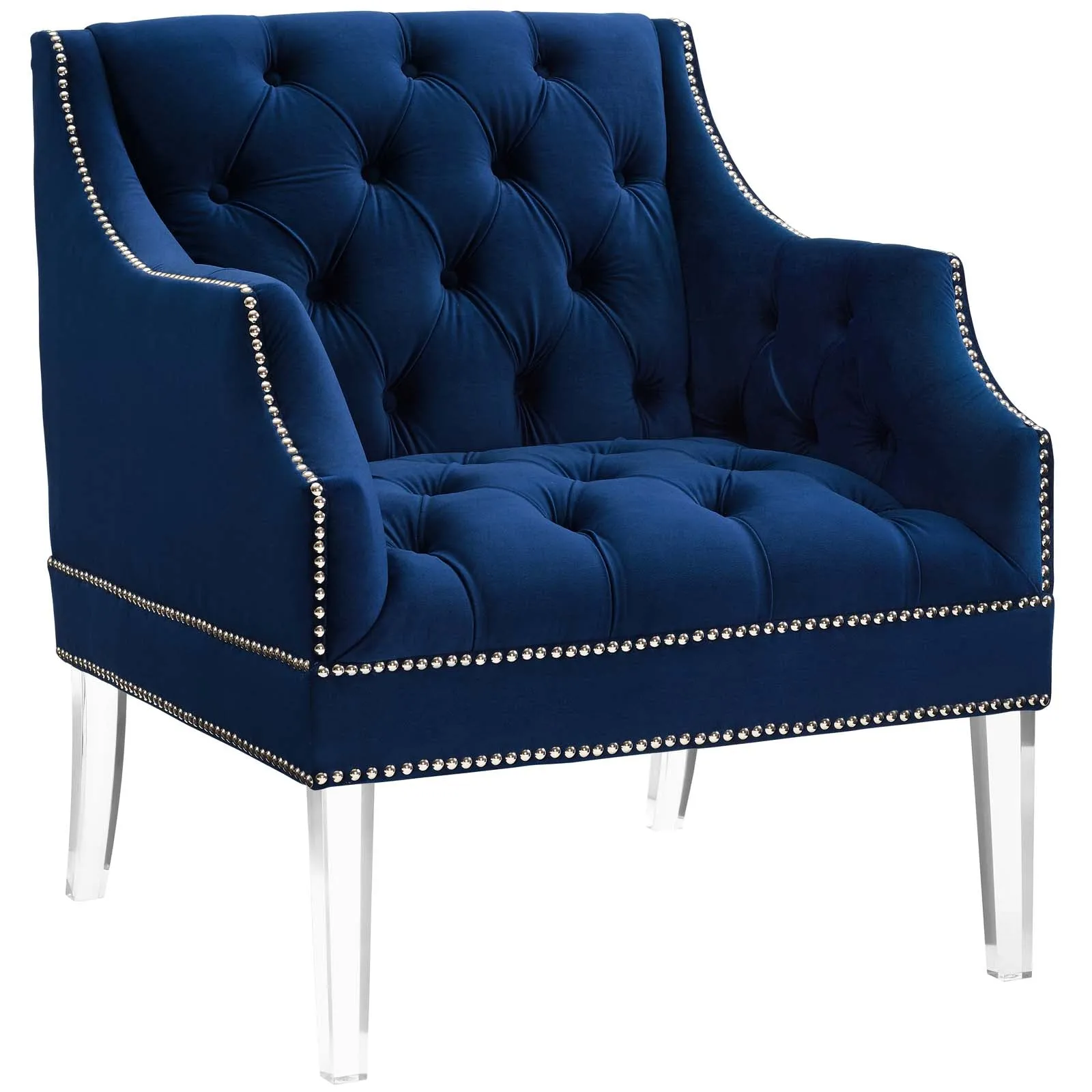 Proverbial Tufted Button Accent Performance Velvet Armchair - Modern Back Support Lounge Chair