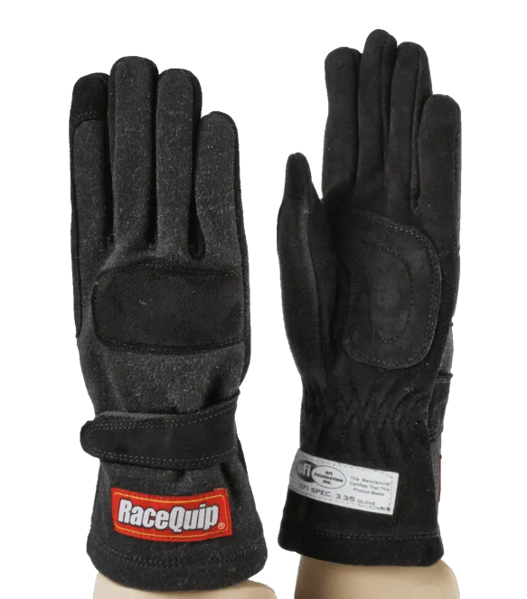 RaceQuip 355 Series 2 Layer Nomex Race Gloves - Black - XL - 355006