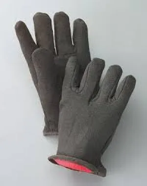 Radnor Men's Brown 14 Ounce 100% Cotton Jersey Gloves With Slip-On Cuff And Red 100% Cotton Fleece Lining