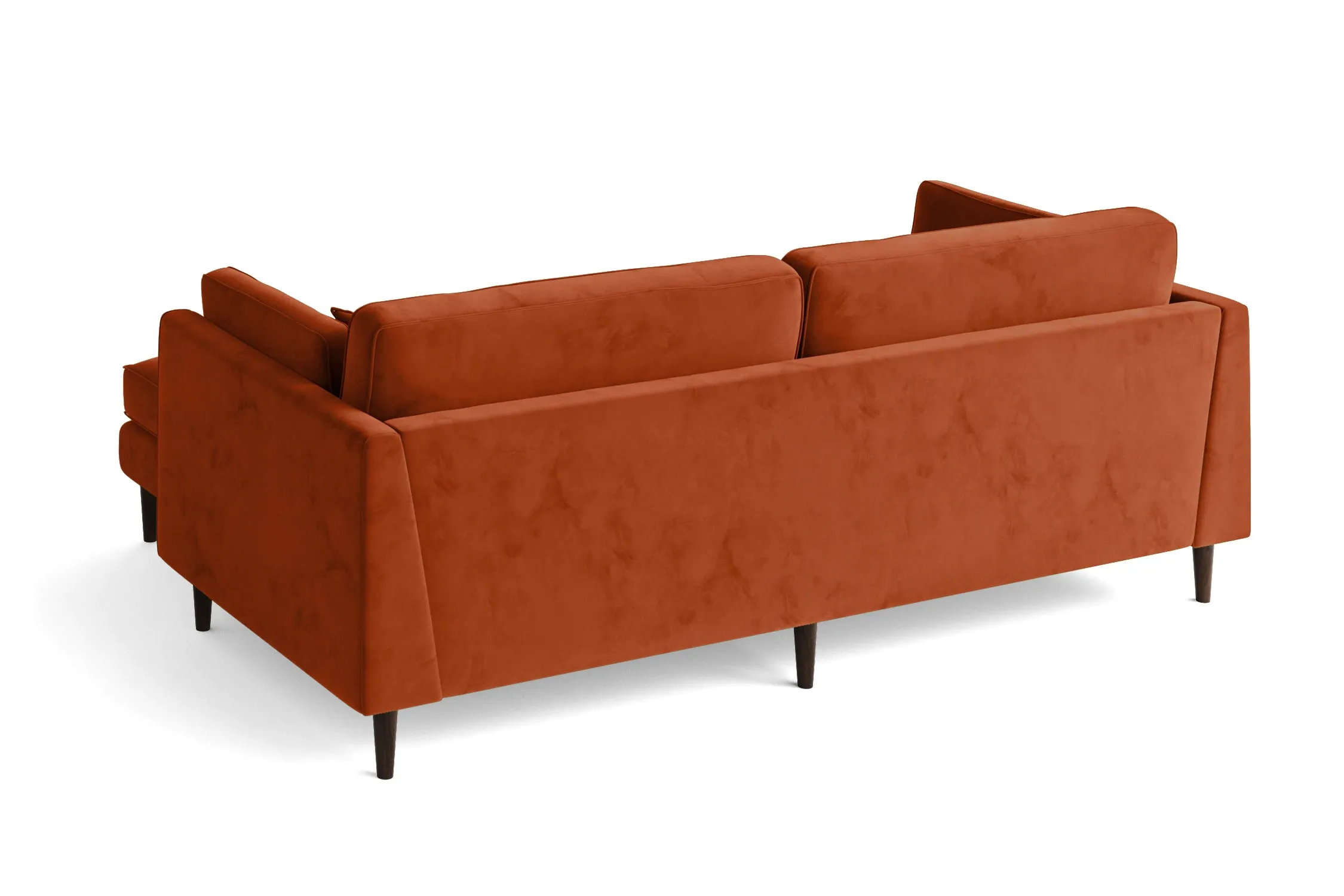 Ragusa 3 Seater Right Hand Facing Chaise Lounge Corner Sofa Orange Velvet