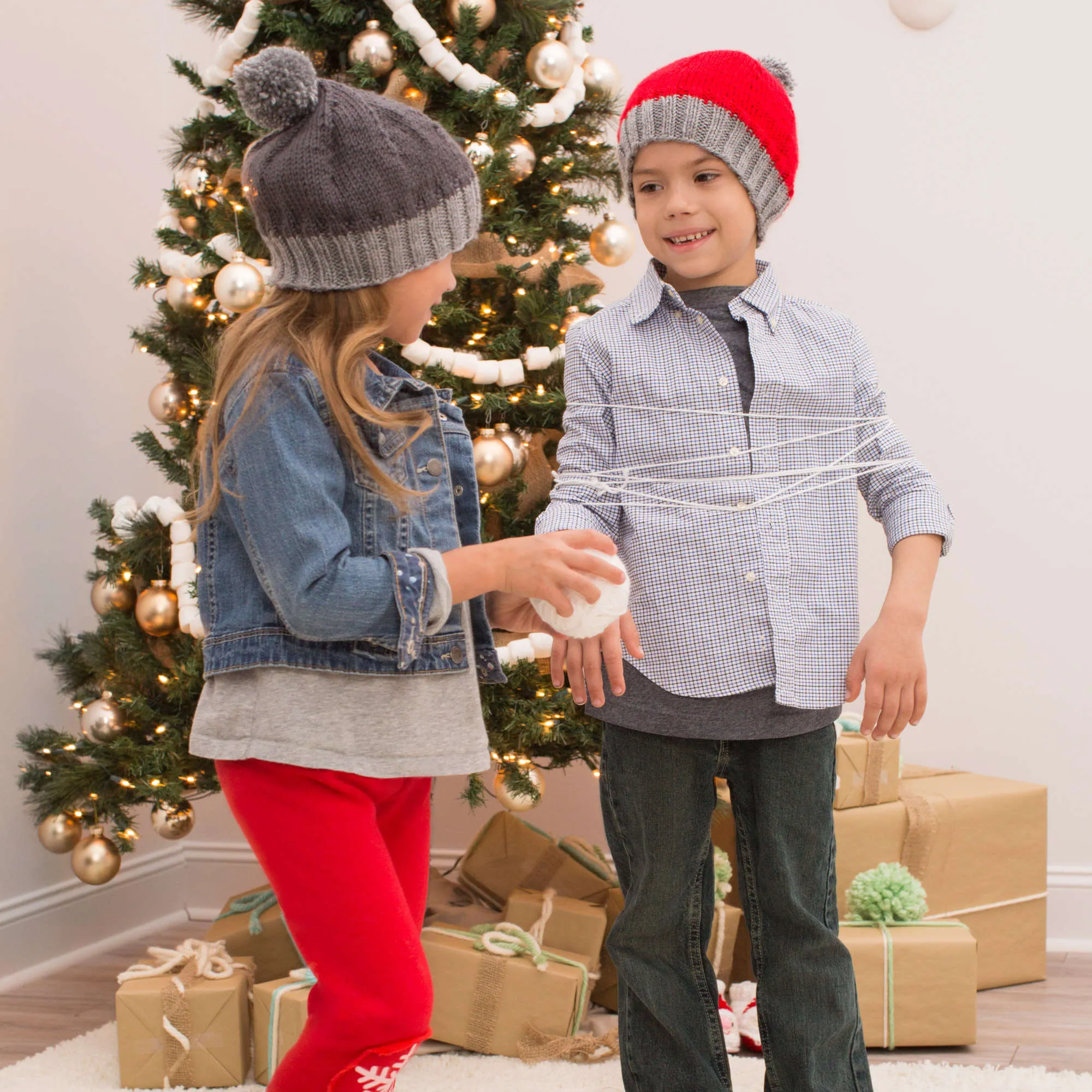 Red Heart Knit Two-Tone Kids' Hats