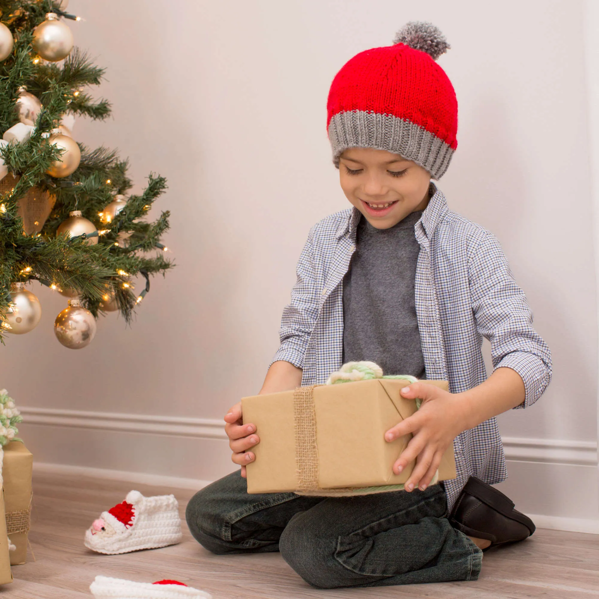 Red Heart Knit Two-Tone Kids' Hats