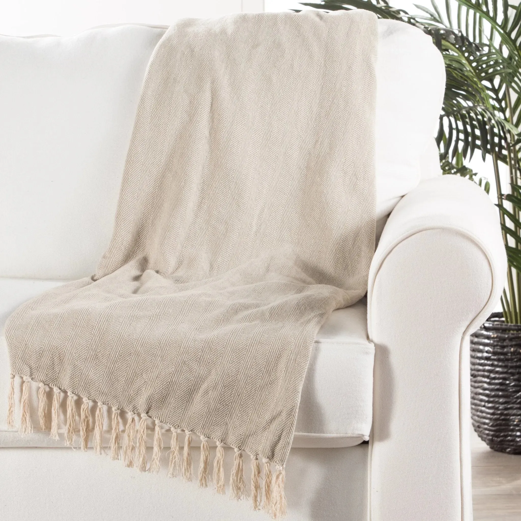 Seabreeze SEA06 Grey/Cream Throw Blanket