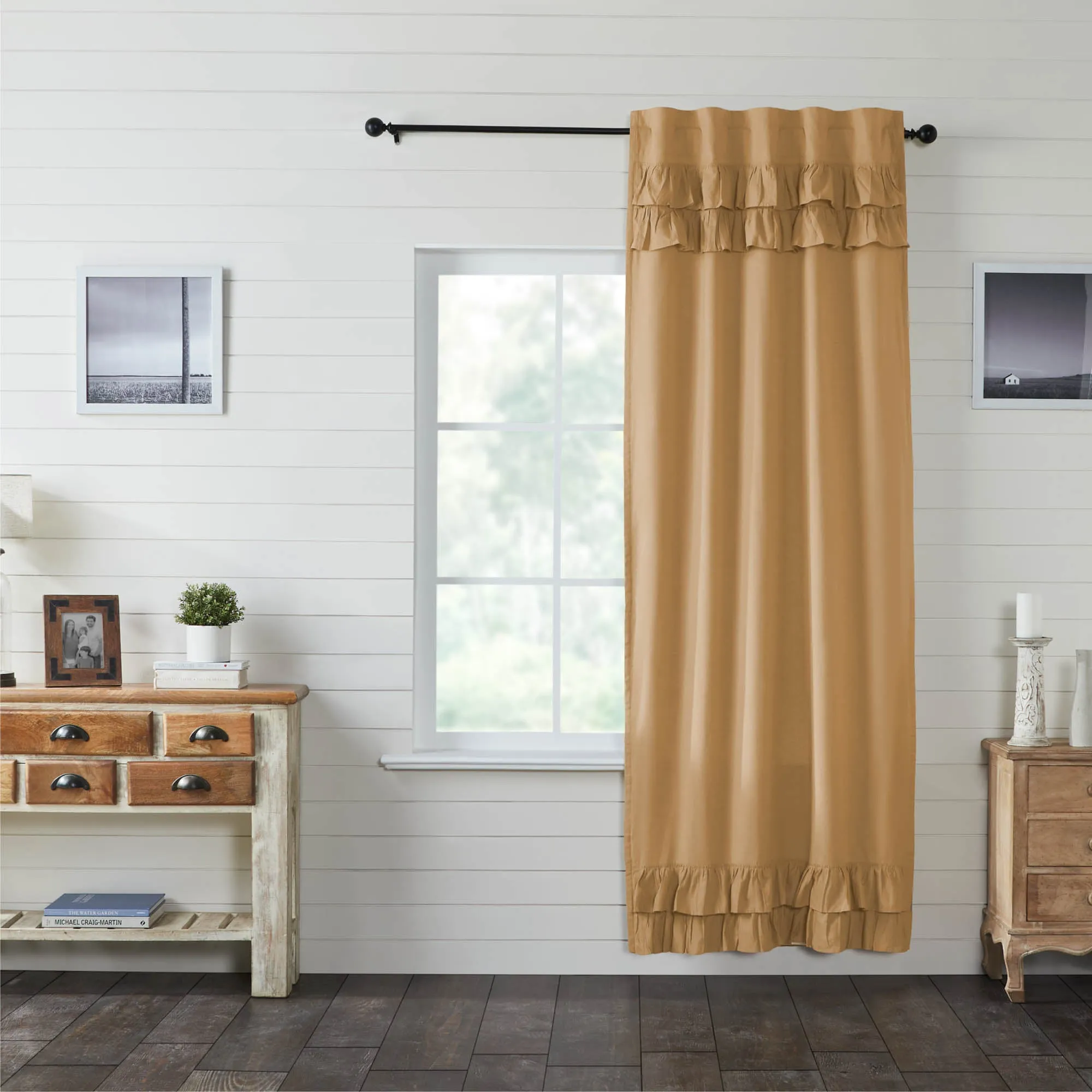 Simple Life Flax Ruffled Panel 96x40