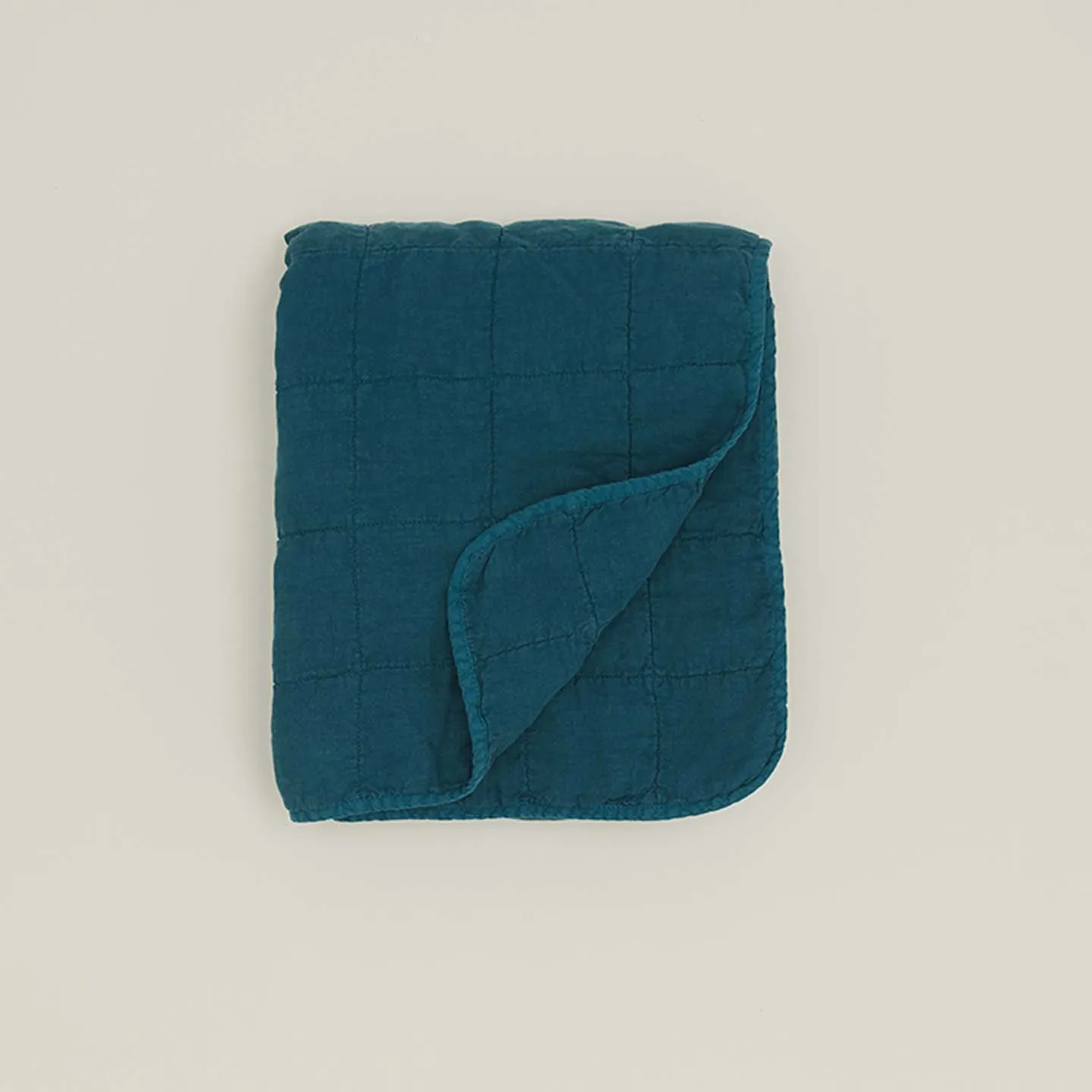 Simple Linen Quilted Throw - Peacock