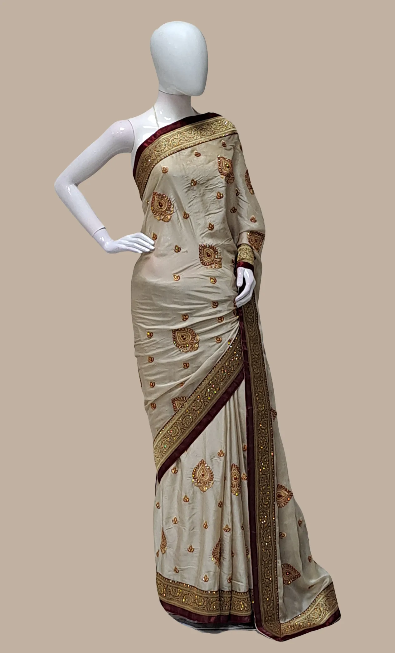 Soft Stone Embroidered Sari