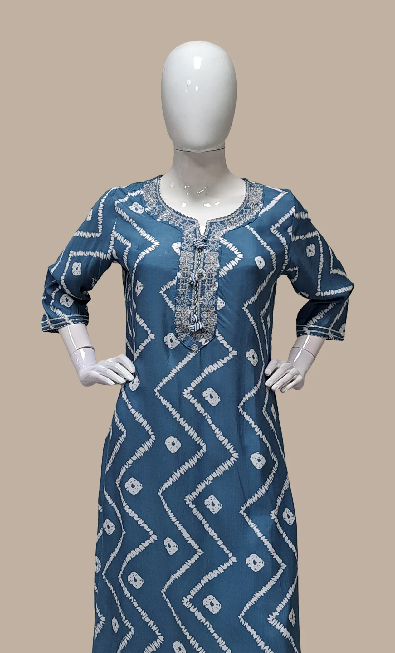 Stone Blue Printed Punjabi