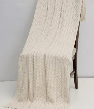 Thick Cable Knit II Throw, Standard, Off White