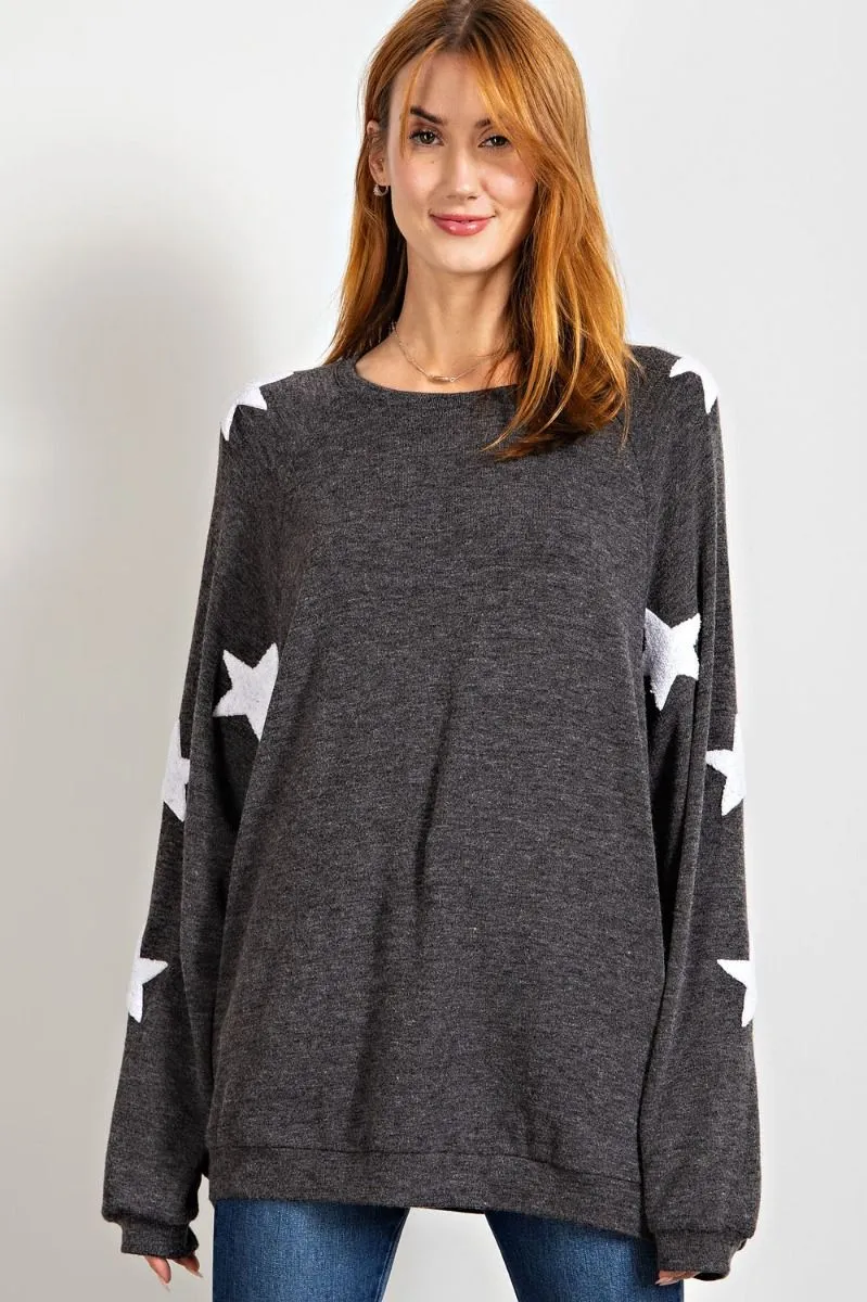 Ultra-soft Hacci stargaze pullover top with slouchy silhouette