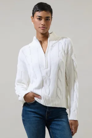 White Quarter Zip Sweater