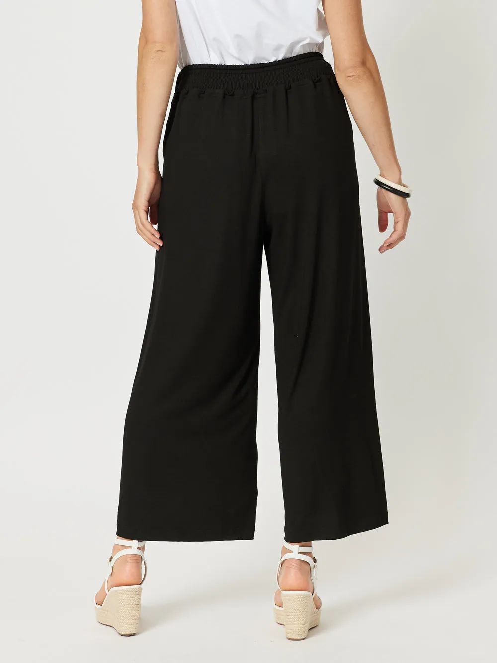 Wide Leg Jersey Pant - Black